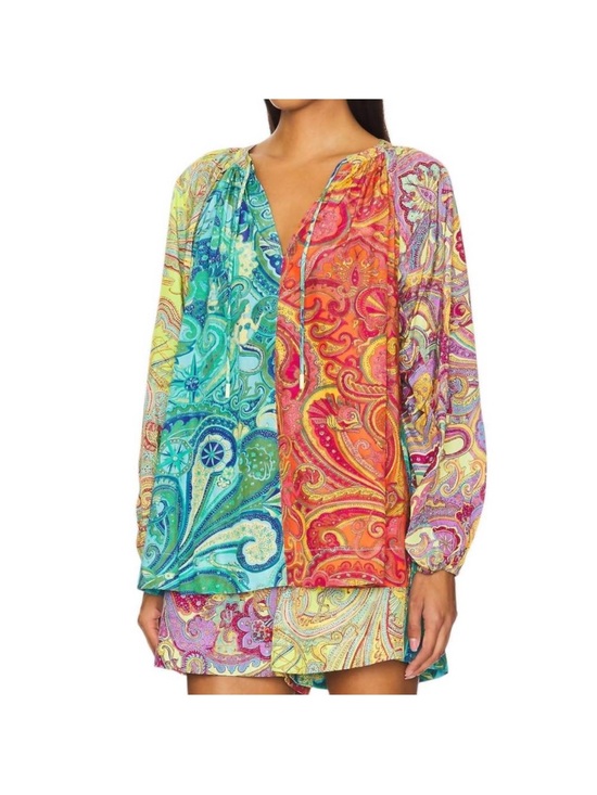 Alemais Tops - Alemais Ceto Spliced Paisley Silk Blend Tunic Blouse Multicolor US 2 / AU 6 NWOT